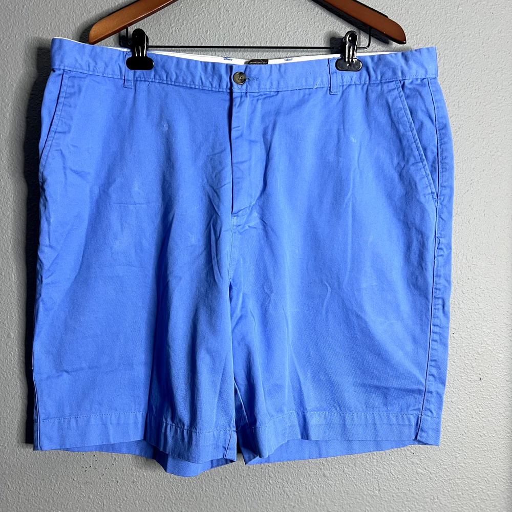 Taylor Byrd Performance Shorts Mens 44‎ Cotton Blue Chino Flat Front 9” Inseam